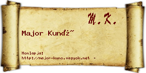 Major Kunó névjegykártya