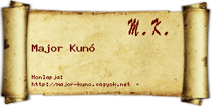 Major Kunó névjegykártya